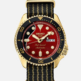 SEIKO Men's Red Dial Black Nylon Band Mechanical Automatic Watch, Modern SRPH80