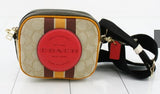 COACH SMALL SHOULDER BAG-CAMEL SIG/RED DISC/STRIPES