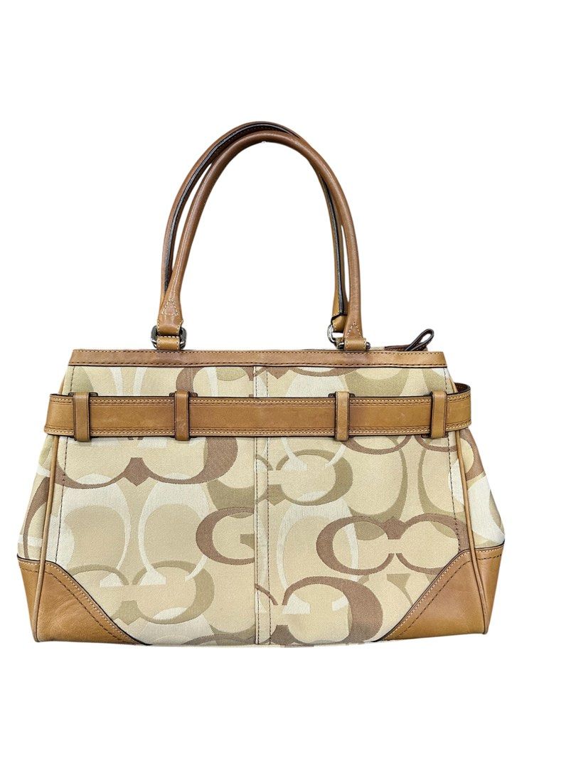 Coach Hampton Optic Signature Cream fabric Canvas Shoulder bag