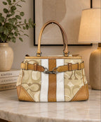 Coach Hampton Optic Signature Cream fabric Canvas Shoulder bag