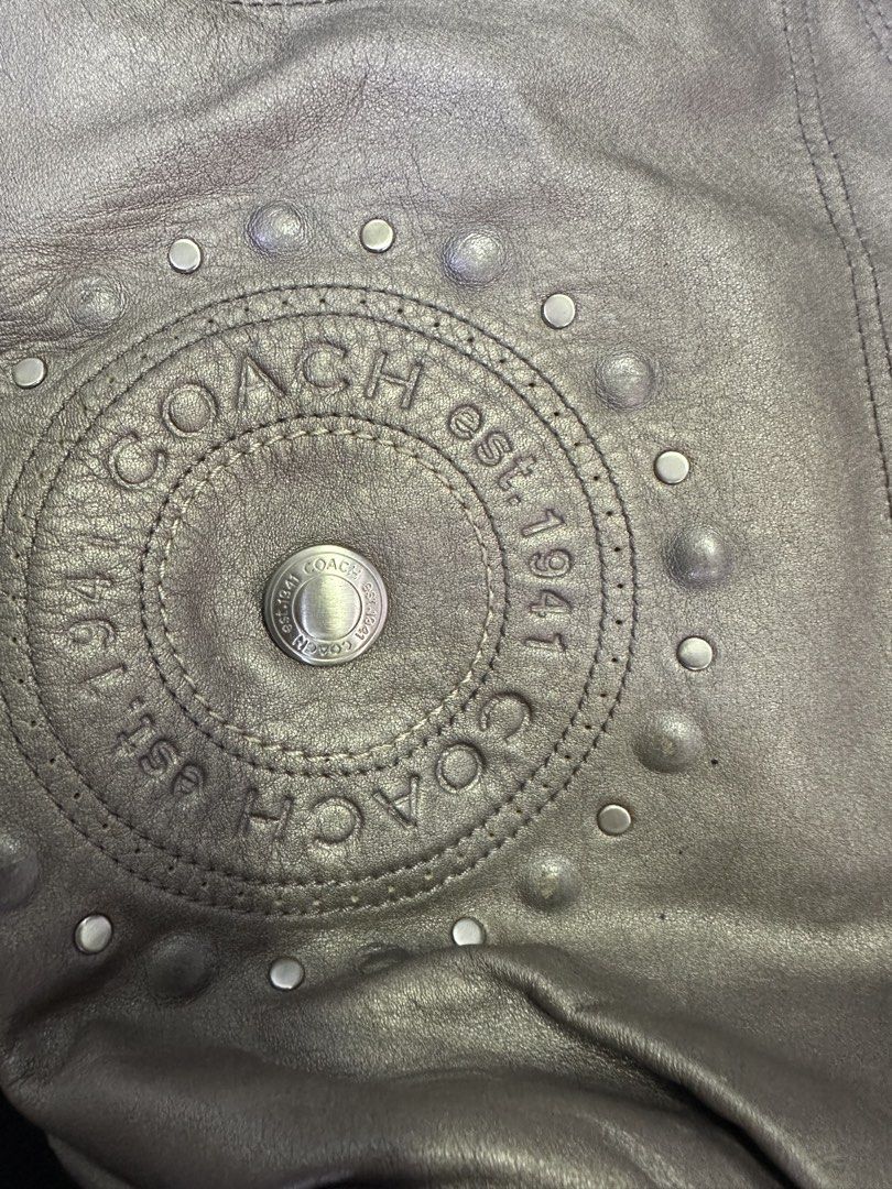 Coach Shoulder bag embossed  leather silver studs