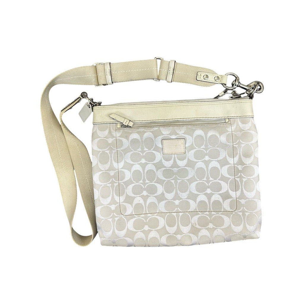 Coach Signature Canvas Multi-Pocket Crossbody Bag – White/Cream