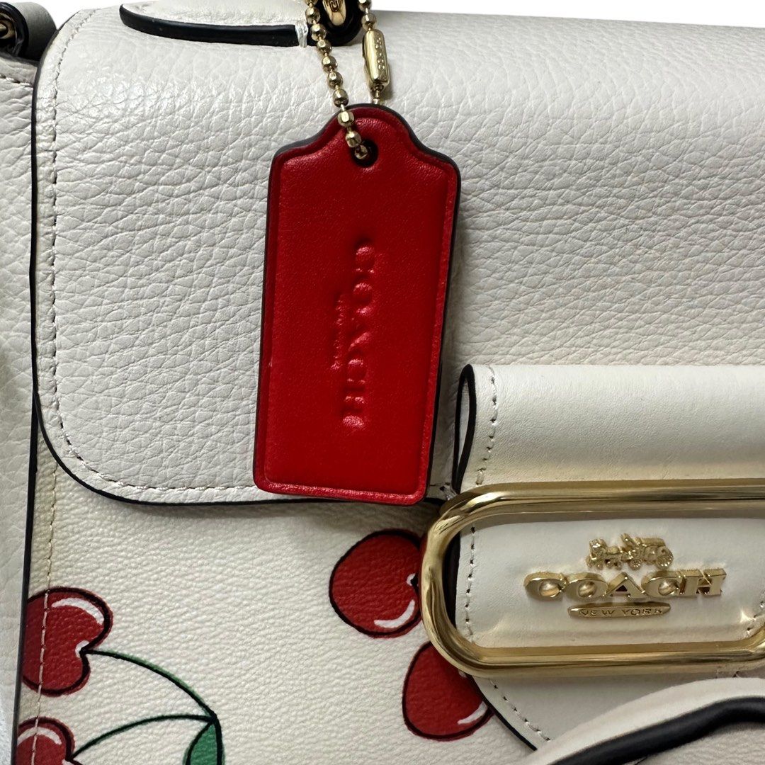 Coach Top-Handle Crossbody Leather Bag with Cherry Print
