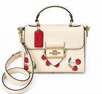 Coach Top-Handle Crossbody Leather Bag with Cherry Print