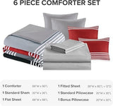 Comfort Spaces Twin XL Comforter Sets With Sheets Red Grey Stripes