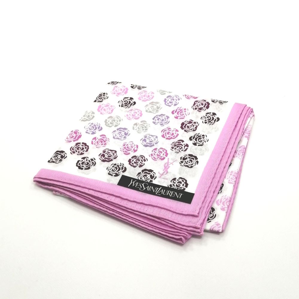 Vintage Yves Saint Laurent Rose Motif Handkerchief Pink