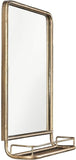 Creative CoOp Metal Framed Wall Mirror With Shelf Brass 27.5L X 19W Inches