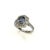 PT900 Unheated Blue Sapphire & Diamond Ring (GIA Cert)