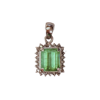 PT900 Emerald Pendant With Diamond Halo 2.14G
