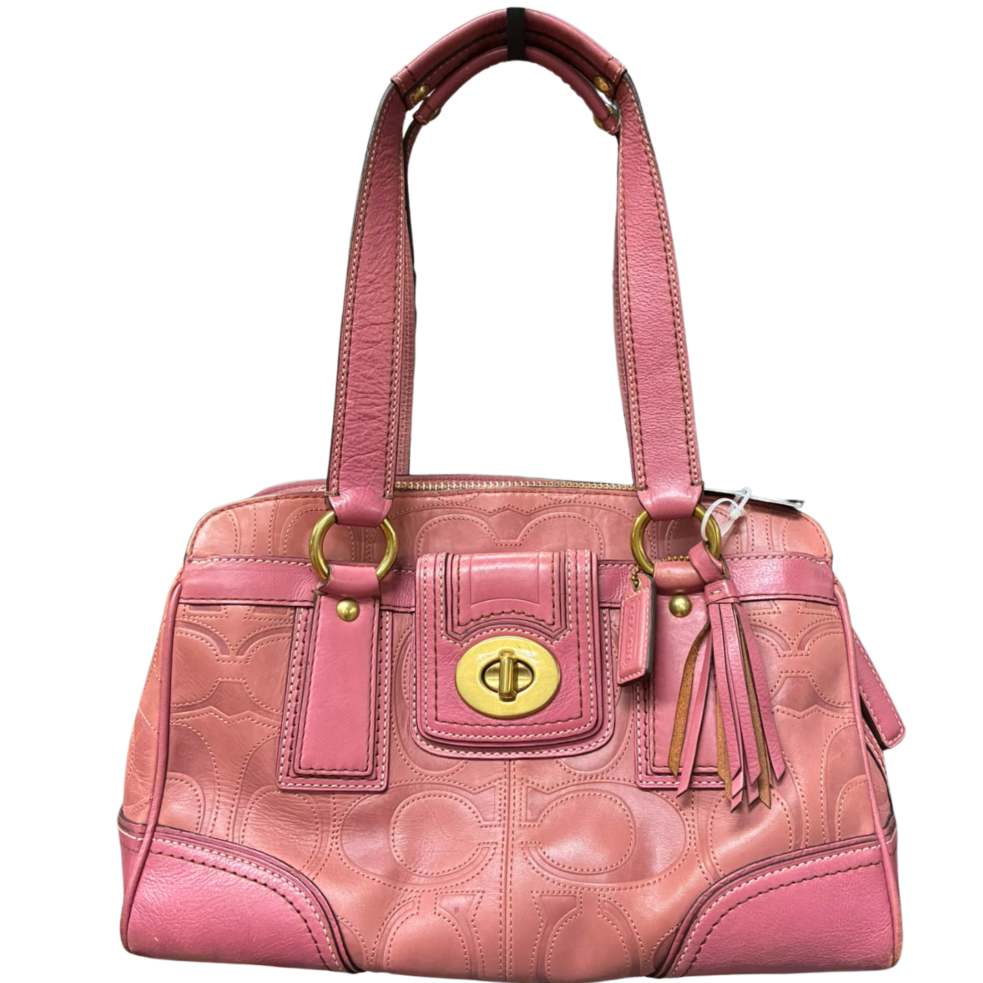 Coach 12290 Hamptons Signature Embossed Turnlock Satchel Bag Main image
