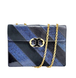 Tory Burch Navy/Black Snakeskin Embossed Leather and Suede Medium Gemini Link Shoulder Bag