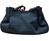 Fendi Black Zucchino Print Canvas And Patent Leather Shopper Tote