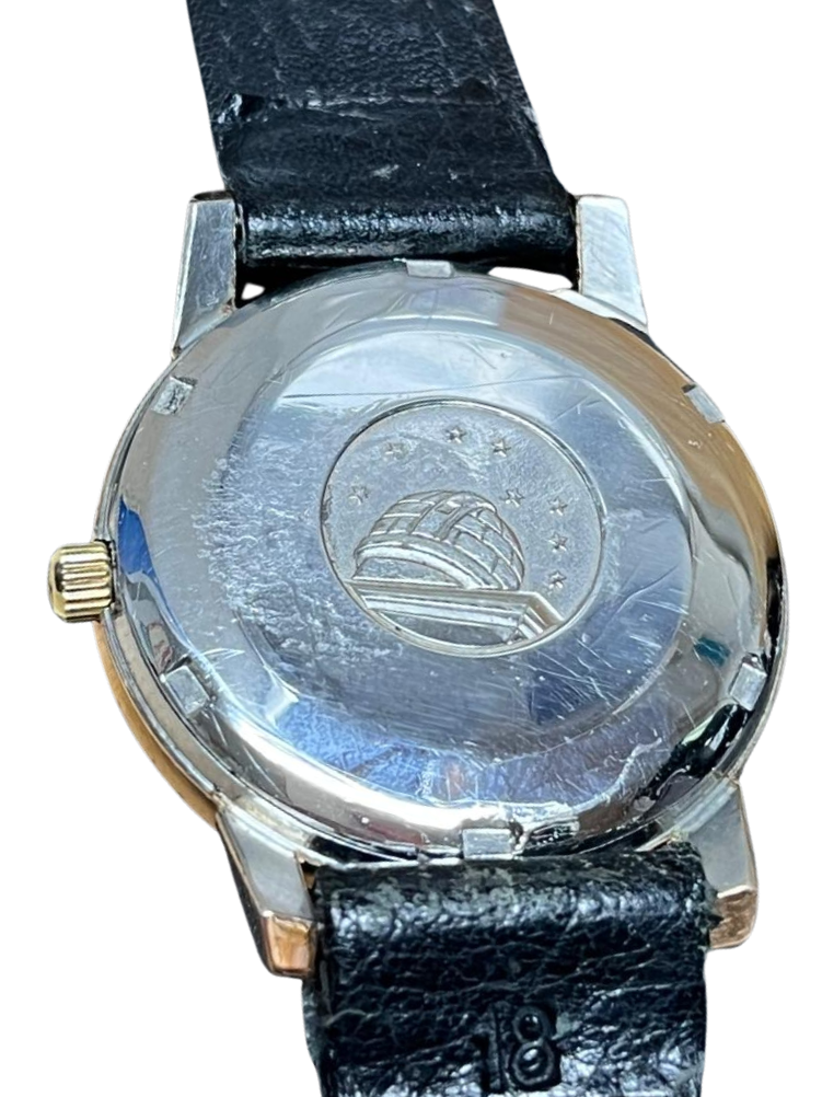 Omega Constellation Date Wind Black face Yellow Gold Casing Wrist Watch