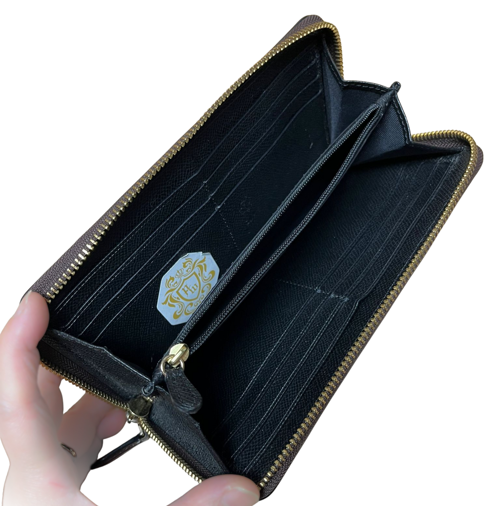 COACH Accordion Round Zip Long Wallet With Lacquer Rivets