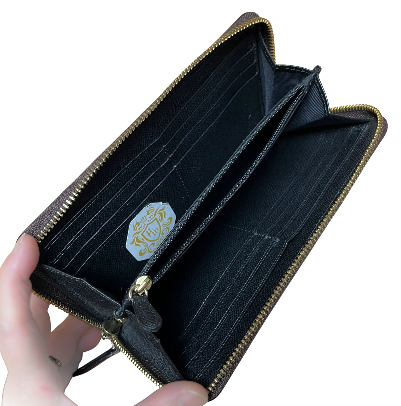 COACH Accordion Round Zip Long Wallet With Lacquer Rivets