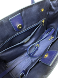 Samantha Thavasa Shoulder Bag Handbag 2way Blue Gold Hardware Saffiano Leather