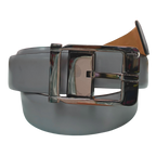 Salvatore Ferragamo SP67 Adjustable Dress Belt Grey Leather Silver Buckle