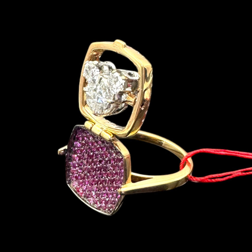Diamond with Ruby Background 18k Rose Gold Lady's Ring