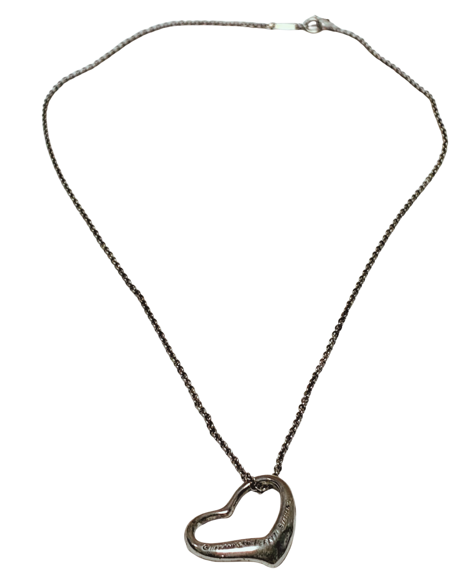 Tiffany And Co Elsa Peretti Open Heart Pendant Necklace Sterling Silver 4.7G Secondary image