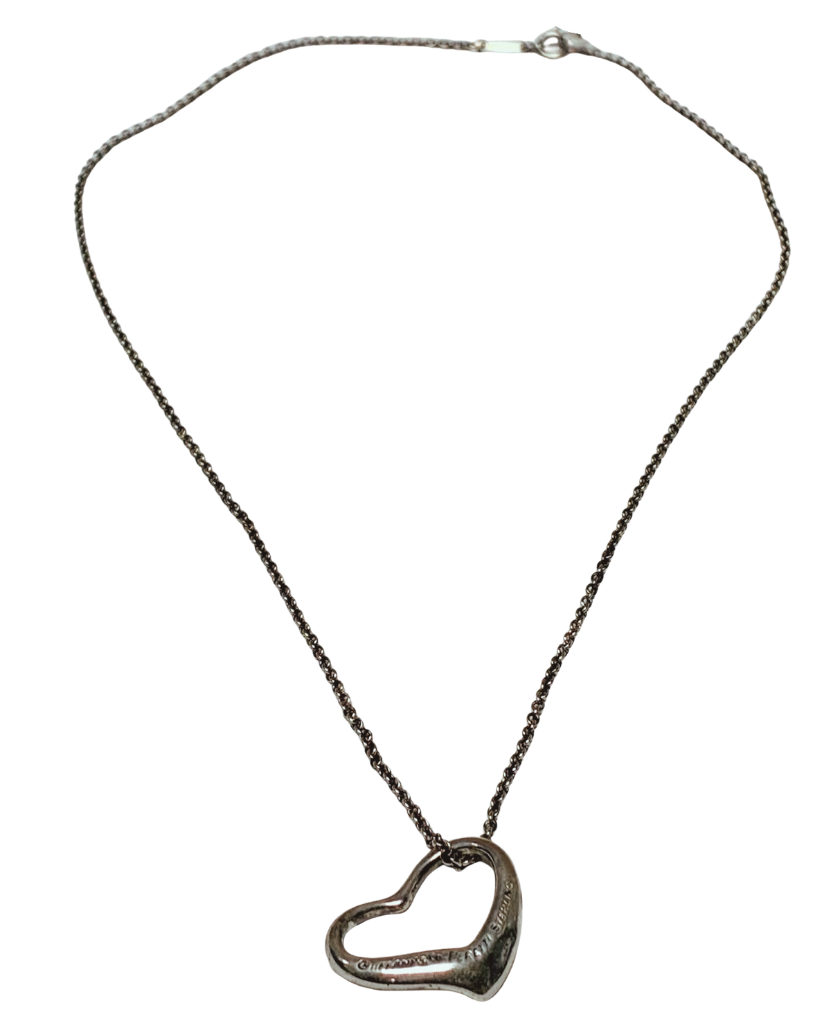 Tiffany And Co Elsa Peretti Open Heart Pendant Necklace Sterling Silver 4.7G