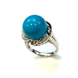 PT900 Turquoise & Diamond Ring
