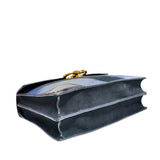 Tory Burch Navy/Black Snakeskin Embossed Leather and Suede Medium Gemini Link Shoulder Bag