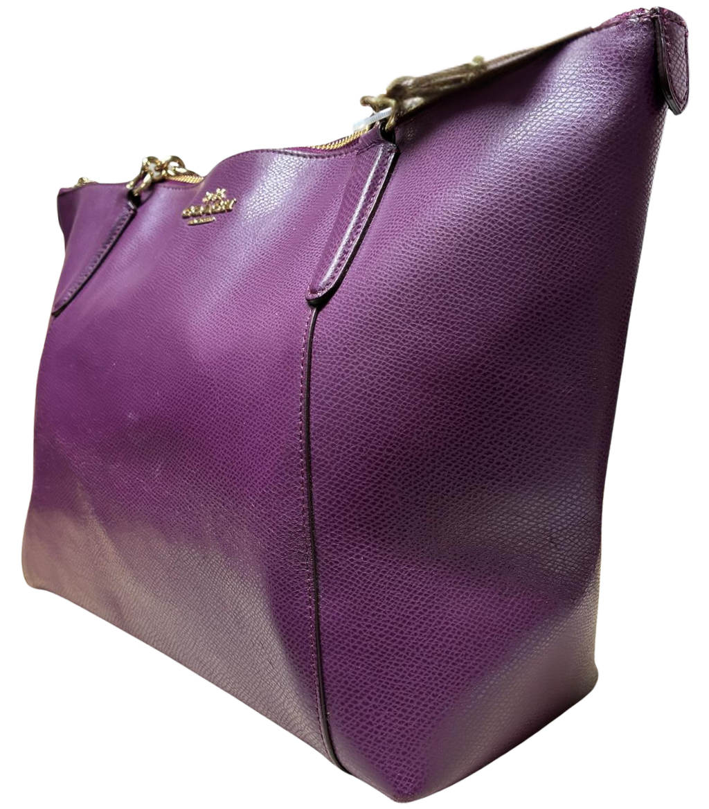 Coach Ava Chain Tote Dark Berry Or Plum Pebble Leather