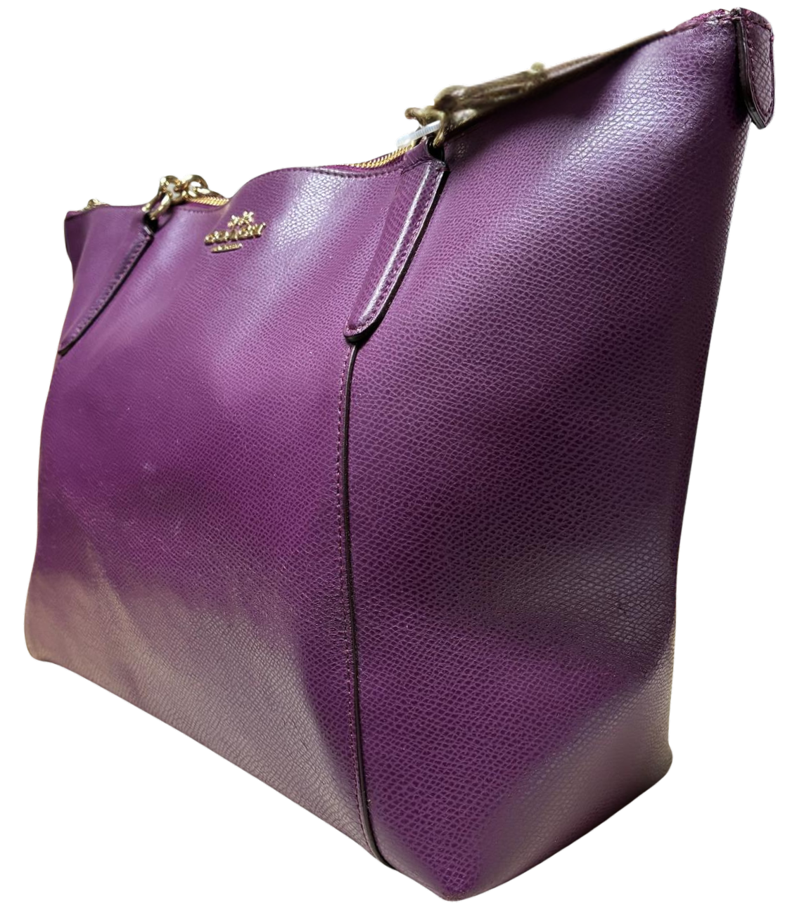 Coach Ava Chain Tote Dark Berry Or Plum Pebble Leather