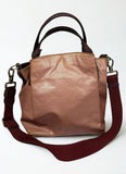 Tods Flower Hobo Bag Pink Canvas Burgundy Leather Trim