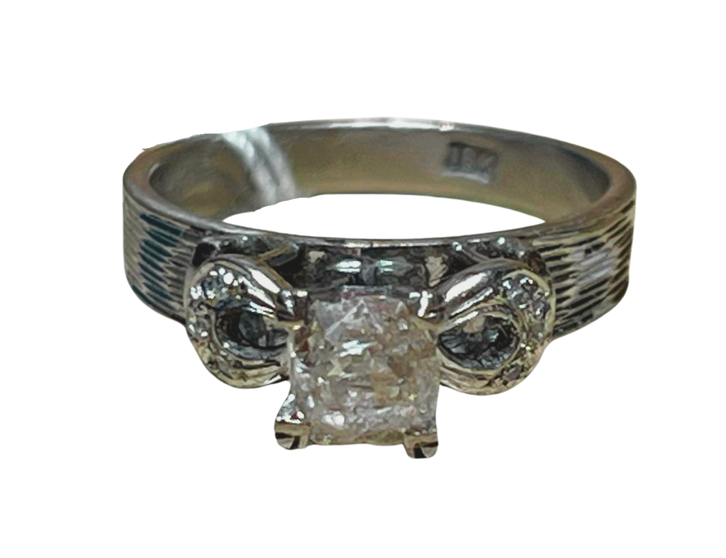 750WG Diamond Ring Four Prong Setting 3.7G