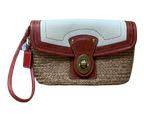 Coach Woven Straw Summertime Clutch Wristlet Bag