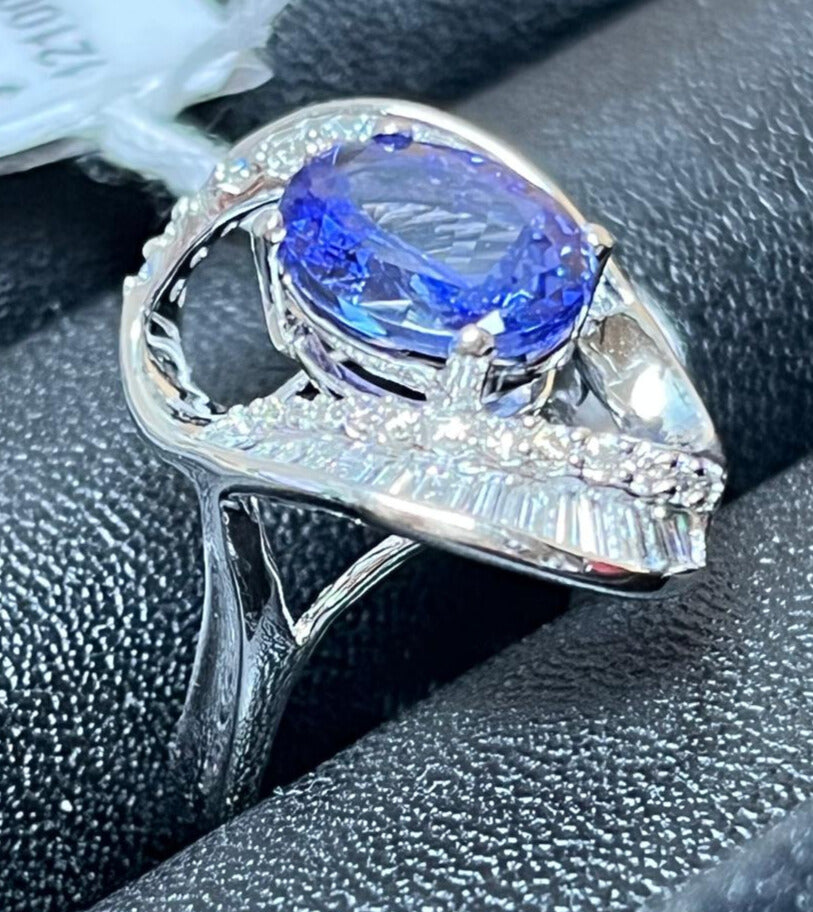 750WG TAZ1 D26 TD39 5.0G Tanzanite Diamond Ring Main image