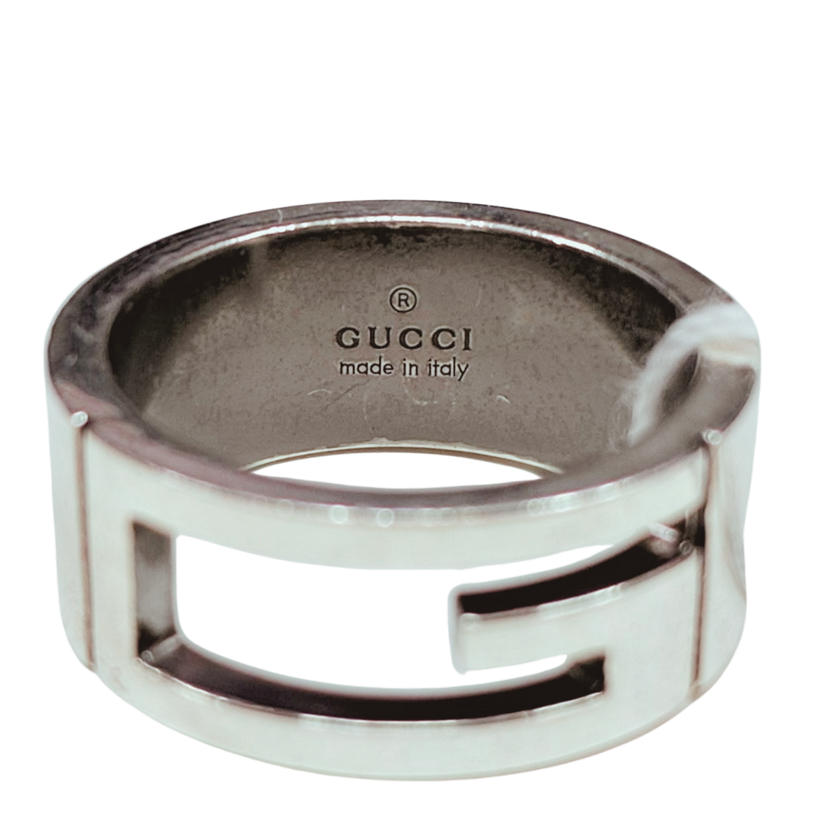 Gucci Branded Cutout G Ring SV925 7.7G Size 11