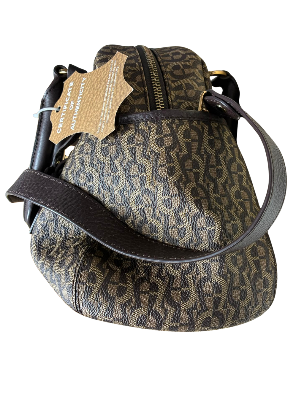 Aigner Signature Canvas And Leather Bow Satchel Tote Bag