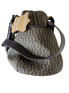 Aigner Signature Canvas And Leather Bow Satchel Tote Bag
