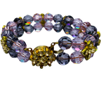 Gold Tone Metal  Fashion Purple Crystal Bracelet And Ring Set