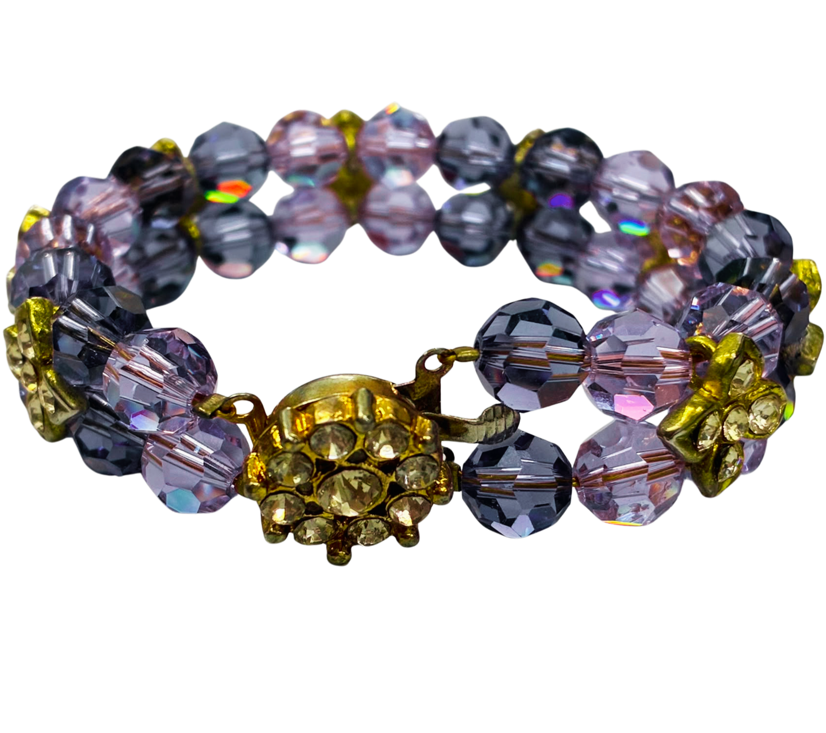 Gold Tone Metal  Fashion Purple Crystal Bracelet And Ring Set