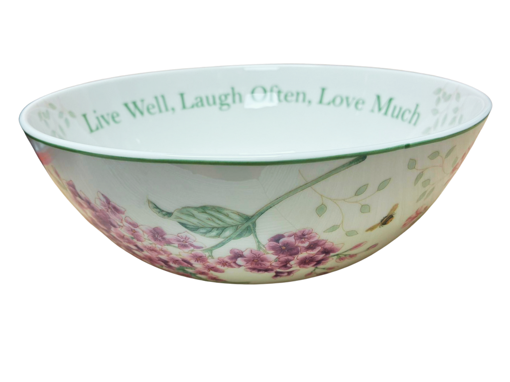 Lenox Butterfly Meadow Live Well Laugh Often Love Much Serving Bowl White