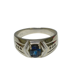 9KWG Mens Blue Sapphire And Diamond Ring 5.8GM