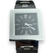 Bvlgari Black Stainless Steel Quadrato SQ22SS Women's Wristwatch 22 MM Size : 22MM