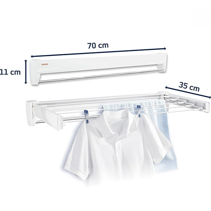 Leifheit L83201 Telegant 36 Protect Plus Wall Dryer White 72x37cm
