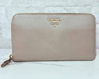 Prada Saffiano Metal Long Zip Around Wallet 1M0506 Grey