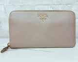 Prada Saffiano Metal Long Zip Around Wallet 1M0506 Grey