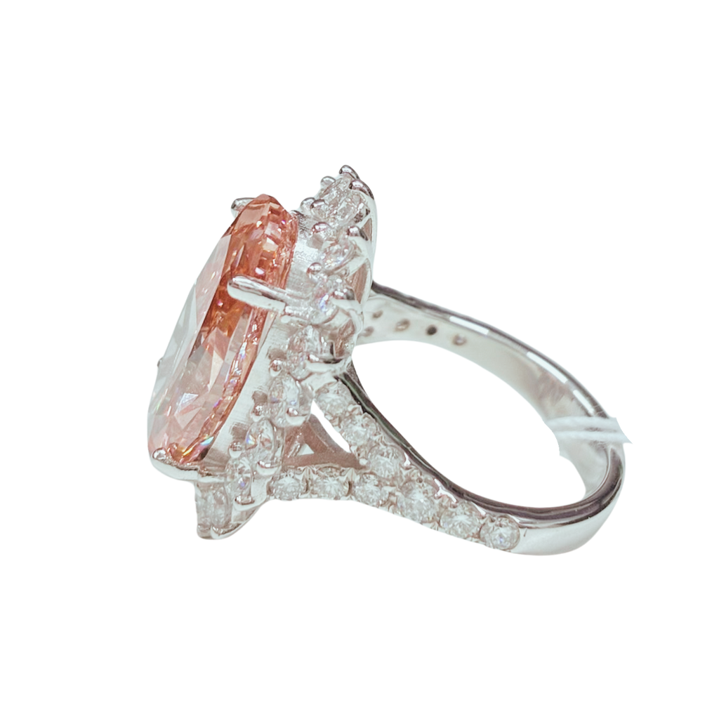 18KWG Pink Lab Grown Diamond Ladys Ring 8.34GM