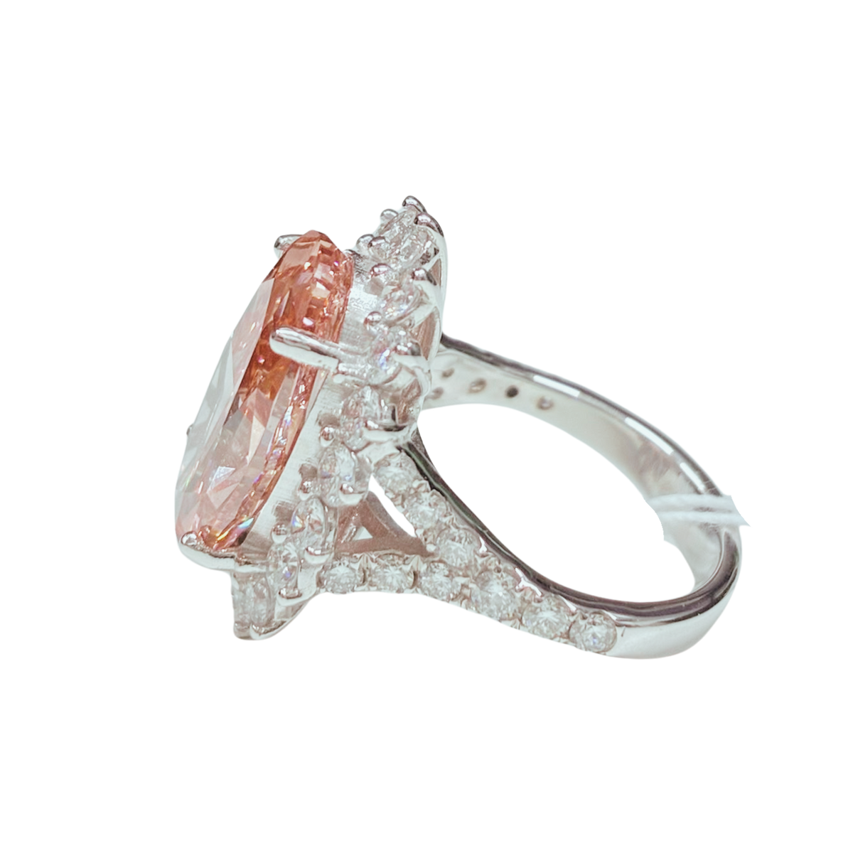 18KWG Pink Lab Grown Diamond Ladys Ring 8.34GM