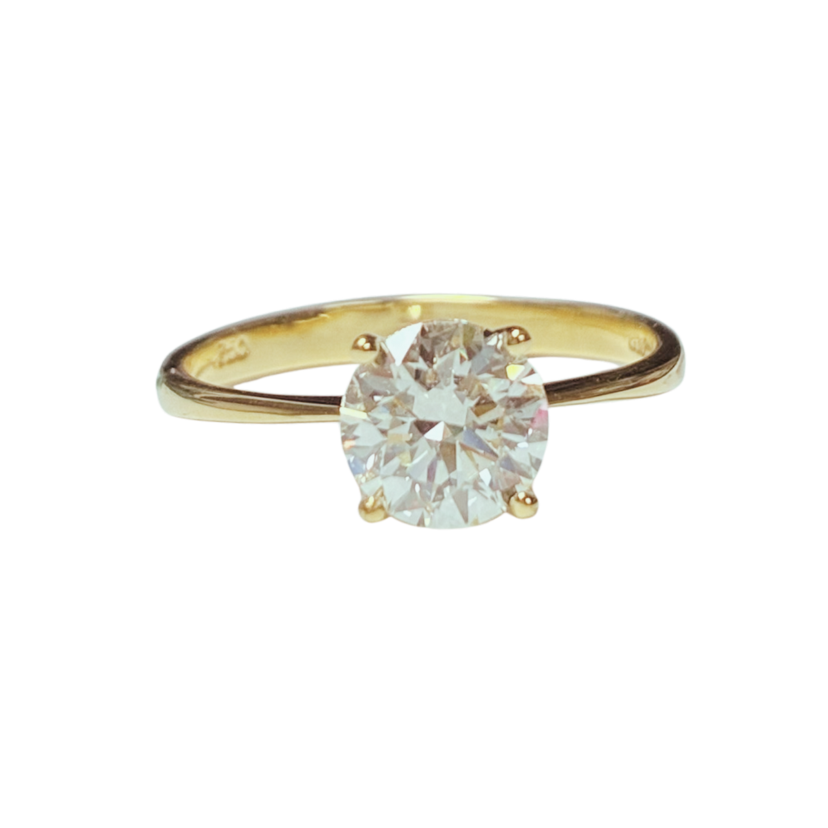 18KYG Round Brilliant Cut 1.20carat Diamond Solitaire Engagement Ring 1.95GM
