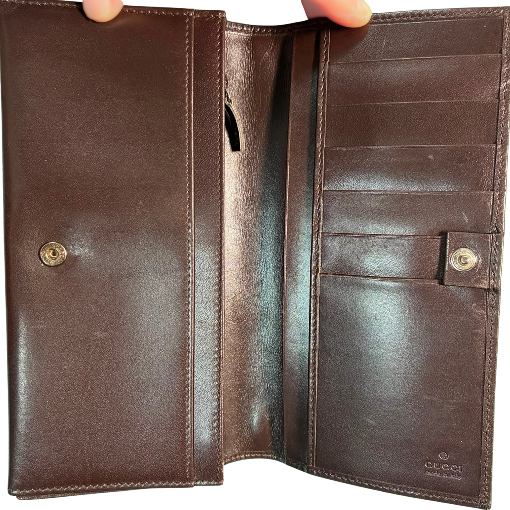 Gucci Brown GG Monogram Canvas Long Wallet
