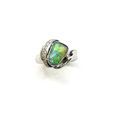 PT900 Boulder Opal & Diamond Ring