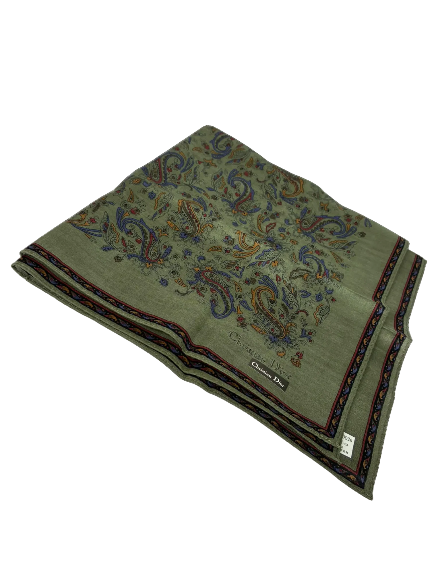 Christian Dior Paisley Cotton Handkerchief Green Main image