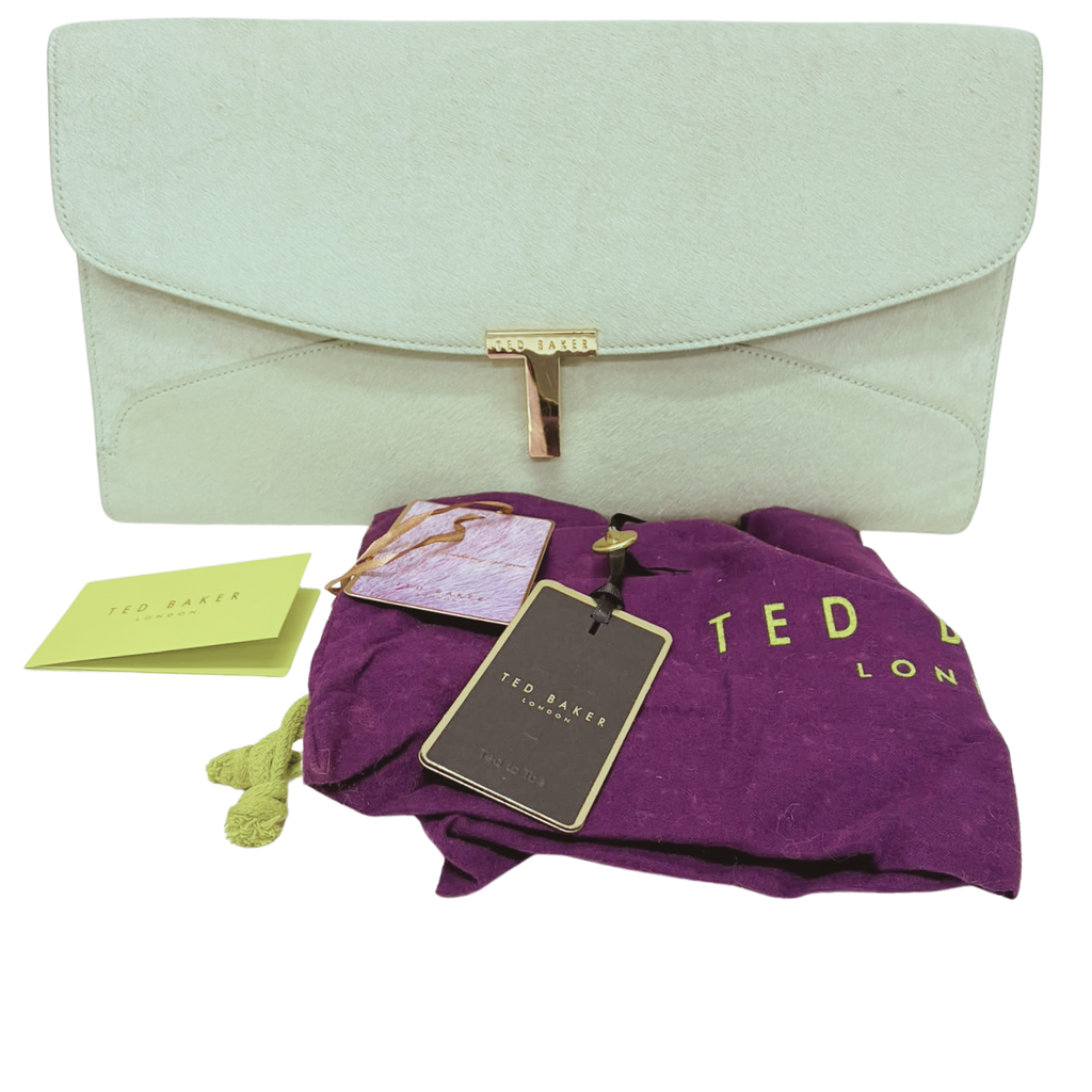 Ted Baker Mint Green Pony Hair Fur Envelope Clutch Bag